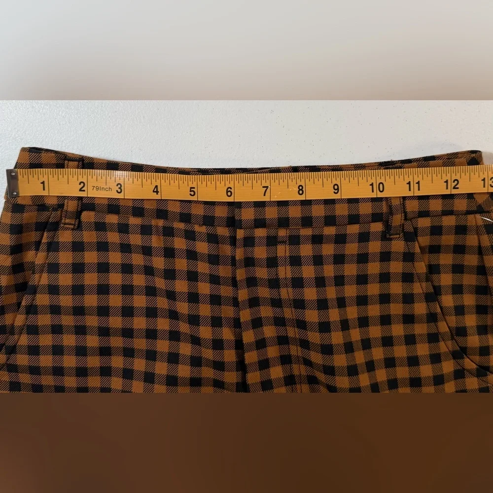 Free People NWT $128 High Rise Flare Mott Street cropped trousers 0 gingham